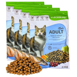 Produktbild von Lecker.Pet Leo's Adult Geflügel & Forelle Katzen Trockenfutter - 10 kg