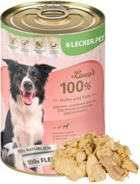Produktbild von Lecker.Pet Luna's 100% Huhn und Pute Hunde Nassfutter - 12 x 400 g