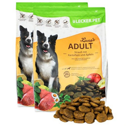 Produktbild von Lecker.Pet Luna's Adult Strauß mit Kartoffel & Apfel Trockenfutter für Hunde - 8 kg