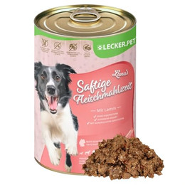 Produktbild von Lecker.Pet Luna's Saftige Fleischmahlzeit mit Lamm Hundefutter Nassfutter - 12 x 400 g