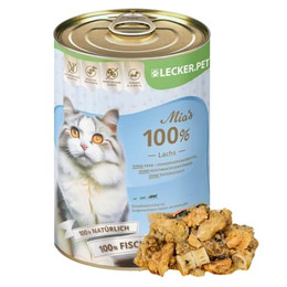 Produktbild von Lecker.Pet® Mia's 100% Lachs Katzenfutter Nassfutter - 18 x 400 g