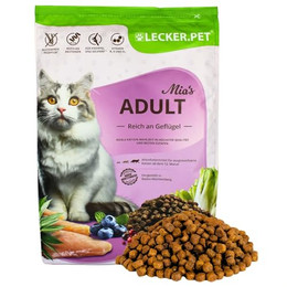 Produktbild von Lecker.Pet® Mia's Adult Herzhaftes Geflügel Katzen Trockenfutter - 2,5 kg