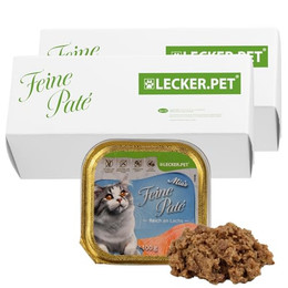 Produktbild von Lecker.Pet Mia's Feine Paté Reich an Lachs Katzenfutter Nassfutter Vollnahrung - 34 x 100 g