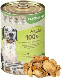 Produktbild von Lecker.Pet® Paula's 100% Hähnchen und Karotte Hunde Nassfutter - 12 x 400 g