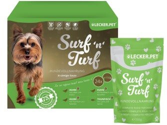 Produktbild von Lecker.Pet Surf'n'Turf Pouches Hundefutter Nassfutter - 24 x 150 g