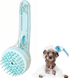 Produktbild von Ledander Fellbürste 2-in-1 Hundebadebürste Hundeshampoo Bürste,Schaum Bürste, mit integriertem Shampoo-Spender,Aufhängbare Haustier-Badebürste