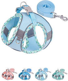 Produktbild von Ledander Hunde-Geschirr Hundegeschirr für kleine und mittelgroße Hunde, Katzengeschirr Ausbruchsicher, Verstellbares, Reflektierenden Streifen