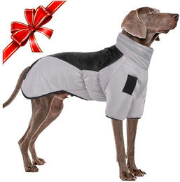 Produktbild von Ledander Hundejacke Hundemantel wasserdicht, Hundejacke für Mittel Großen Hund Winddicht, Warme Winterjacke mit Reflektierenden Streifen & Geschirrschnalle