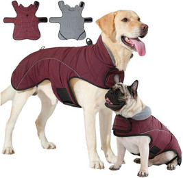 Produktbild von Ledander Hundejacke Mantel Hund Wasserdicht Hundemantel mit D-Ring Reflektierend, mit Klettverschluss Winterjacke Kleine Mittlere Grosse Hunde