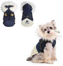 Produktbild von Ledander Hundemantel Warme Fleece-Hundejacke für kleine Hunde,Welpenmantel mit Kapuze, warm für Winter und kaltes Wetter, winddicht,mit reißverschluss