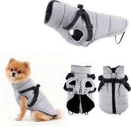 Produktbild von Ledander Hundemantel Winter Hundemantel Wasserdicht,mit verstellbarem Geschirr, für kleine Hunde, warme reflektierende Jacke,winddichte Weste