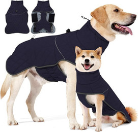 Produktbild von Ledander Hundemantel Wintermantel für Hunde mit D-Ring, wasserdicht, reflektierend,wärmend, ideal für kleine, mittelgroße und große Hunde, Wander- und Winterjacke