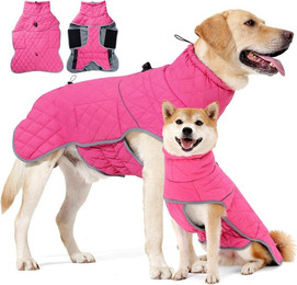 Produktbild von Ledander Hundemantel Wintermantel für Hunde mit D-Ring, wasserdicht, reflektierend,wärmend, ideal für kleine, mittelgroße und große Hunde, Wander- und Winterjacke