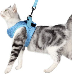 Produktbild von Ledander Katzen-Geschirr Katzengeschirr mit Leine Softgeschirr für Katze Brustgeschirr, Cat Harness Katzengarnitur Ausbruchsicher Verstellbar Katzenweste