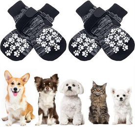 Produktbild von Ledander Pfotenschutz 2 Paar Indoor Anti-Rutsch Socken für Hunde und Katzen Pet Socken, (Anti Rutsch Pfotenschutz und Traktion Dank Silikon-Gel), für Kleine-Mittlere Tiere