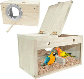 Ledander Vogelhaus Wellensittich Nistkasten Loch Links,Nistkasten für Vögel, Vogelhaus Naturholz,Papagei Zucht Box Vogelzuchtboxm,Vier Größen – Bild 1 von 5