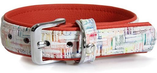 Produktbild von Lederband Hunde-Halsband Casablanca kreide/rubyred