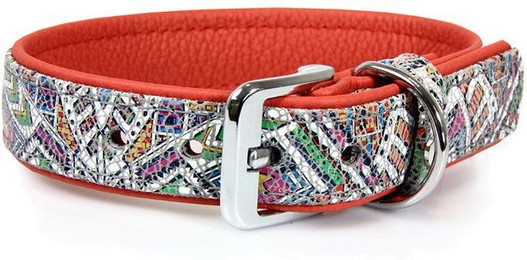 Produktbild von Lederband Hunde-Halsband Casablanca Mosaik Rubyred