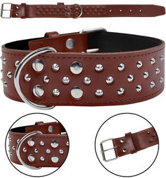 Produktbild von Lederhalsband mit Nieten für Hunde, Braun, 50mm/50cm