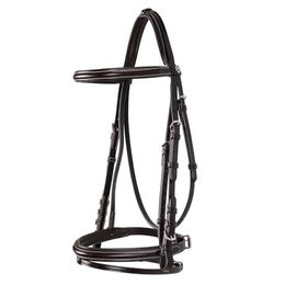 Lederzaumzeug für Englischreiten mit Gummi-Zügel Equestro – Bild 1 von 8