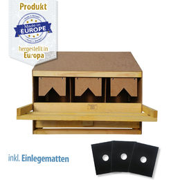 Produktbild von Legenest - Abrollnest - Hühnernest - Holz - 3 Abteilungen - schräg