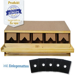 Produktbild von Legenest - Abrollnest - Hühnernest - Holz - 5 Abteilungen - schräg