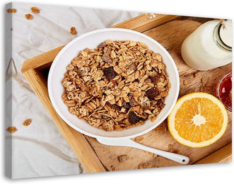 Produktbild von Leinwandbild Frühstück Katzenflocken Milchfutter 60x40 orange