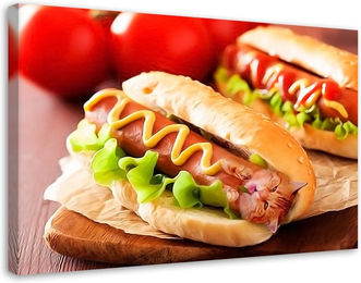 Produktbild von Leinwandbild Hot-Dog-Katzenfutter 60x40 rot