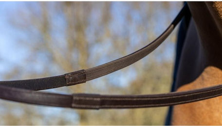 Produktbild von LeMieux halb gefütterte Zügel aus Gummi braun/silberfarben