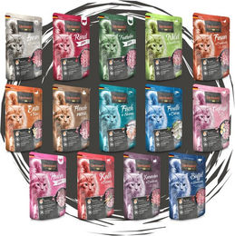 Produktbild von Leonardo Catfood Frischebeutel Bundle - verschiedene Sorten im parktischen Mixpaket Mix 5 (24x85g)