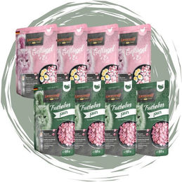 Produktbild von Leonardo Catfood Leonardo Frischebeutel Bundle - 8x85g verschiedene Sorten im Mixpaket 4x Geflügel & Ei und 4x Truthahn Pur, Nassfutter für: Katzen