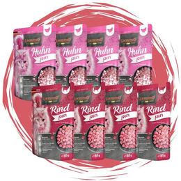 Produktbild von Leonardo Catfood Leonardo Frischebeutel Bundle - 8x85g verschiedene Sorten im Mixpaket 4x Huhn Pur und 4x Rind Pur, Nassfutter für: Katzen