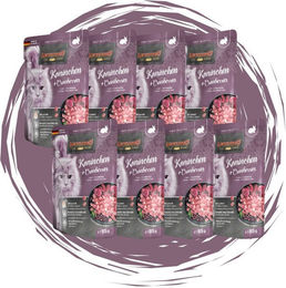 Produktbild von Leonardo Catfood Leonardo Frischebeutel Bundle - 8x85g verschiedene Sorten im Mixpaket Kaninchen & Cranberries, Nassfutter für: Katzen