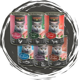 Produktbild von Leonardo Catfood Nassfutter Mix - Rind, Ente, Geflügel Pur, Leber, Kaninchen & Seefisch 6x400g, Nassfutter für: Katzen