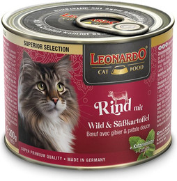 Produktbild von Leonardo Rind mit Wild & Süßkartoffel Katzenfutter - 6 x 200 g