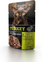 Produktbild von Leonardo Truthahn mit extra Pulled Beef Katzenfutter - 32 x 70 g