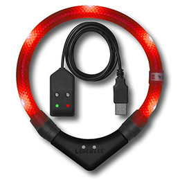 Produktbild von LEUCHTIE Leuchthalsband Easy Charge für Hunde, USB aufladbar, wasserdicht, rot, Größe 55
