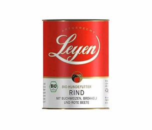 Produktbild von Leyen Bio Nassfutter für Hund Rind mit Buchweizen, Brokkoli, Roter Beete - 400g