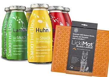 Produktbild von Lickimat mit SmoothieDog Hundesmoothie 6er Mix Klassik - 6 x 250 ml