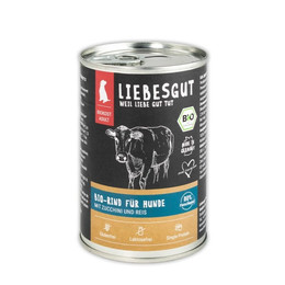 Produktbild von Liebesgut Hundenassfutter Bio Rind mit Zucchini und Reisflocken 400g