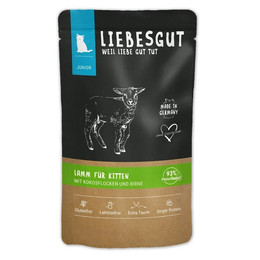 Produktbild von Liebesgut Katzennassfutter Junior Bio Lamm mit Kokos und Birne 100g