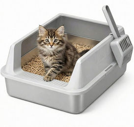 Produktbild von Lifewit Katzenhaus Katzenklo Edelstahl Große Katzentoilette hoher Rand mit Schaufel