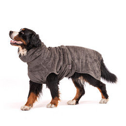 Produktbild von Lill`s Dog Hundebademantel aus Bio-Baumwolle Steingrau XXS