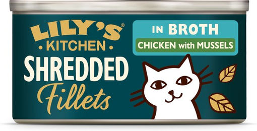 Produktbild von Lily's Kitchen Shredded Fillets für Katzen 24 x 70 g - Huhn & Muscheln