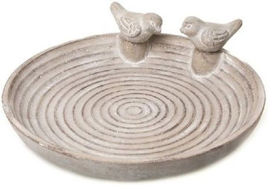 Produktbild von Linoows Vogeltränke aus Beton mit zwei Vögeln