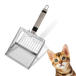 Produktbild von LINUMA Katzentoilette Edelstahl Katzensteuschaufel mit Kunststoffgriff Katzenklo Schaufel