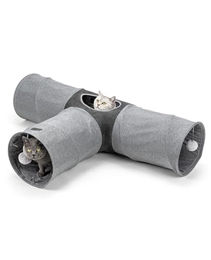 lionto 3-Wege Katzentunnel mit Spielball – Bild 1 von 5