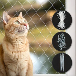 lionto Balkonschutznetz zur Sicherung von Katzen aus transparentem Nylon - 40 m – Bild 1 von 7