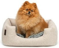 lionto Hundebett mit Wendekissen meliert 60x50 cm beige – Bild 1 von 6