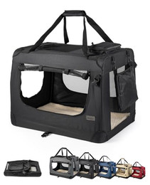 Produktbild von lionto Hundetransportbox faltbar für Reise & Auto, 60x42x44 cm, schwarz